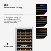 Vinoteca Klarstein Vinovilla Trio – 144 botellas, 3 zonas, 5–20°C, iluminación LED, protección UV, de libre instalación, armario climatizado para vinos