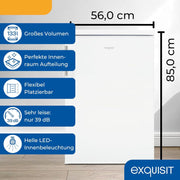 Refrigerador Exquisit sin congelador, 133 litros, frigorífico de una puerta independiente, sentido de apertura de puerta reversible, KS516-V-H-010D blanco