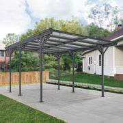 Cochera Juskys con techo plano 5x3 m - Cubierta de aluminio con placas alveolares - Refugio para coches - Montaje independiente - Gris oscuro