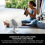 Ventilador Shark FlexBreeze silencioso, ventilador híbrido con y sin cable, portátil, para interiores y exteriores, resistente a los rayos UV y al agua, ultra potente, ultra silencioso, blanco FA220EU