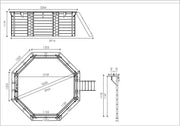 Piscina de madera Paradies Pool® Kalea, set completo incl. sistema de filtrado, caseta para bomba, escalera de acero inoxidable para piscina enterrada, lámina de arena de 0,8 mm de grosor, piscina octogonal, 354 x 118 (Ø x Al), cantidad: 1 unidad