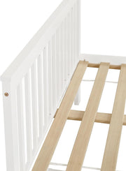Cama doble Merax con cajones de 140 x 200 cm, cama de madera con cabecero y somier de láminas, estructura de estilo sencillo, cama para niños, jóvenes y adultos, marco de madera de pino, blanco
