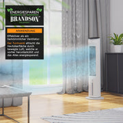 Brandson - Ventilador de torre con refrigeración por agua - Galardonado 2025 - Enfriador evaporativo - Enfriador de aire - Ventilador - Aire acondicionado portátil sin tubo de escape - 5 en 1 - silencioso - depósito de agua de 4,6 L - blanco