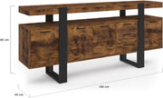 IDMarket - Aparador Phoenix XXL de 180 cm, 4 puertas y 3 cajones, madera efecto envejecido y negro