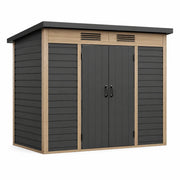 Cobertizo de jardín de metal y madera compuesta 213x127x179 cm gris oscuro