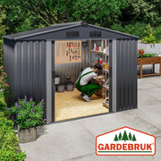 GARDEBRUK Cobertizo de jardín de metal XXL 5m² con cimientos 260x205x180cm, puerta corredera, antracita-metálico, caseta de jardín, cobertizo de jardín 9m³