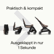 Cochecito de viaje ultracompacto Bugaboo Butterfly, pequeño y ligero, plegable con una sola mano y fácil de maniobrar, cochecito urbano ergonómico para bebés a partir de 6 meses, con mucho espacio de almacenamiento, Stormy Blue