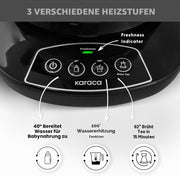 Máquina de té Karaca Caysever, acero, cromo 1700 W, libre de BPA, capacidad de tetera de cristal de 0,8 L, capacidad del depósito de agua de 1,5 L, preparación de agua