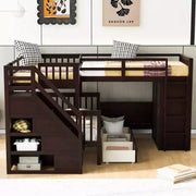 Litera en forma de L Whisen Modern Design, cama individual sobre matrimonial, con 3 cajones, escritorio portátil y armario