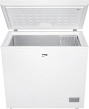Congelador horizontal Beko CF200CWN, arcón congelador, 198 l de capacidad útil, 1 cesta para congelados, función de congelación rápida, ruedas de transporte, sistema de indicador LED, 40 dB(A), blanco