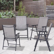 Juego de 4 sillas plegables para patio Outsunny con un diseño sencillo y elegante, cómodas para la terraza, el jardín, el patio y para viajar.