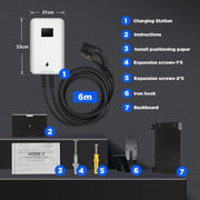 Cargador EV Morec Tipo 2 32A 7KW 6M con APP, compatible con conexión Bluetooth y WiFi estándar para estación de carga EV, enchufe estándar IEC 62196-2