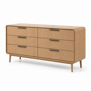 Cómoda de madera de roble con 6 cajones, 140 cm