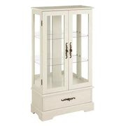 Vitrina de cristal iluminada con estantes ajustables: elegante vitrina de 2 puertas con cajón integrado, incluye bombilla