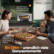 Horno de pizza eléctrico ProfiCook® | 400 °C | piedra para pizza auténtica | incluye pala para pizza | ajuste variable de tiempo y temperatura | horno eléctrico para pizza | para pizza en menos de 5 min | pizzamaker | PC PO 1323