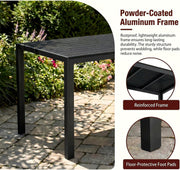 Mesa de jardín LIFERUN 110x70 cm con marco de aluminio - Mesa de balcón rectangular de WPC para 4-6 personas, mesa de terraza resistente a la intemperie y a los rayos UV, mesa de comedor exterior moderna con aspecto de madera, negro