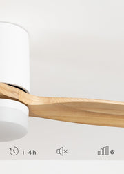 CREATE / WINDCALM CONCRETE / Ventilador de techo blanco madera clara con mando a distancia / 40W, carcasa de yeso personalizable, Ø132 cm, programable, función verano-invierno, luz LED de 3 temperaturas