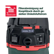 Aspirador universal metabo ASA 30 M PC, 1200 W, clase de polvo M, cable de 8 m, 30 l, manguera antiestática, limpieza de filtro, accesorios