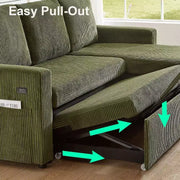 Sofá cama seccional Dyonery de 81", sofá cama en forma de L con chaise longue de almacenamiento reversible, USB, respaldo reclinable