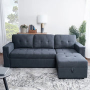 Sofá seccional reversible convertible con cama extraíble, chaise longue con almacenamiento oculto y patas duraderas