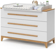 Cambiador VitaliSpa Malia, blanco/roble, 133 x 98 cm XL con 3 cajones