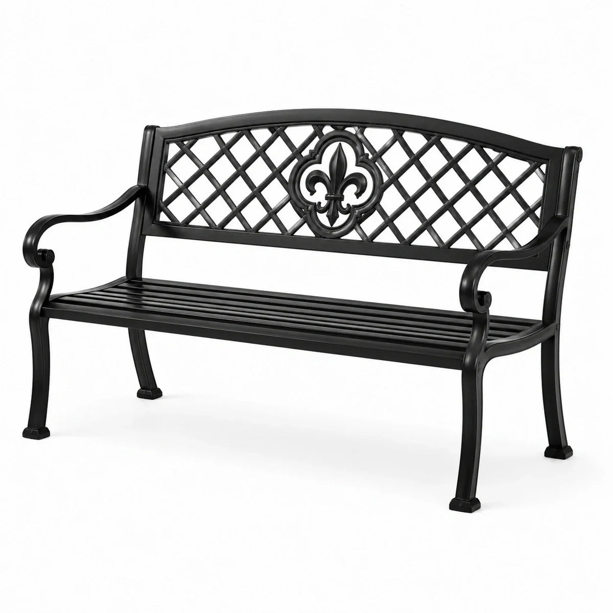 Banco de jardín de hierro forjado negro 127 cm