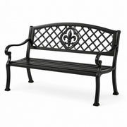 Banco de jardín de hierro forjado negro 127 cm