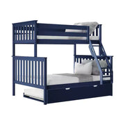 Litera de madera maciza Max & Lily, individual sobre matrimonial con nido de almacenamiento y escalera para niños