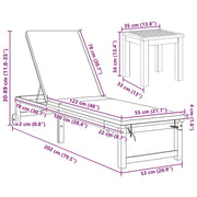 2025 Tumbonas 2 uds con Mesa y Cojines de Madera Maciza de Acacia, Tumbona con Cojines Crema de Madera Maciza de Acacia, Mesa Auxiliar de Jardín 35x35x34 cm de Madera Maciza de Acacia V8526