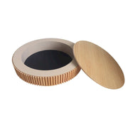 Mesa de centro redonda moderna de madera maciza chapada con almacenamiento