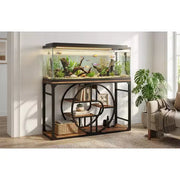 Soporte de metal para acuario de 55 a 75 galones, soporte resistente para pecera con armario de almacenamiento, soporte de varios niveles para pecera con patas reforzadas, adecuado
