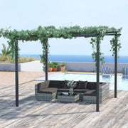 Outsunny Pabellón de jardín, arco para rosas, soporte para trepadoras, cenador de jardín, resistente a la intemperie, metal, negro, 2,97 x 2,95 x 2,3 m