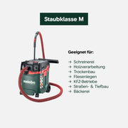 Aspirador universal metabo ASA 30 M PC, 1200 W, clase de polvo M, cable de 8 m, 30 l, manguera antiestática, limpieza de filtro, accesorios