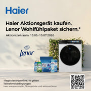 Lavadora Haier MultiWash 10+1+1kg I 3 tambores I Clase energética A, 1.400 rpm, motor inverter, programa automático, higiene UV, dosificación automática, Aquastop I HAMQD 410CBL9GN-84