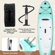 Tabla de Stand Up Paddle JUMMICO, 320 cm x 80 cm x 15 cm, tabla de SUP inflable, Stand Up Paddle 2 en 1 con asiento de kayak, protección ajustable contra rayones y accesorios, hasta 160 kg