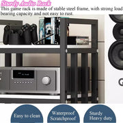 Mueble para equipo de sonido, soporte de 4 niveles para componentes estéreo, torre de audio y video, mueble multimedia, estante de madera moderno, para reproductor de CD/DVD, altavoces, amplificador, unidad de almacenamiento de entretenimiento