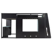 Litera tipo loft en forma de L para juegos con escritorios, litera doble con luces LED, puertos USB, estanterías de almacenamiento, cama alta esquinera de madera para 2 personas