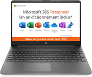 HP 15s-fq0003sf Ordenador Portátil 15,6" FHD, PC Portátil (Intel Celeron N4120, RAM 4 GB, SSD 128 GB, Intel UHD Graphics, Windows 11), Portátil Gris, AZERTY, Microsoft 365 Personal 12 Meses Incluido