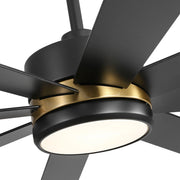 Ventilador de techo negro de 65 pulgadas y 8 aspas con luz y control remoto