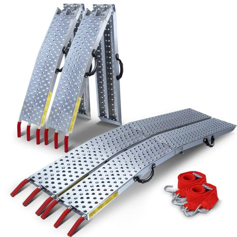 Vounot Juego de 2 rampas de carga plegables, de acero galvanizado antideslizante para cargas pesadas, 196 cm