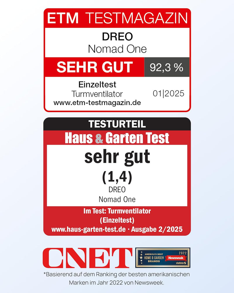 Ventilador de torre inteligente y silencioso DREO, control por APP y voz, ventilador oscilante de 90° con mando a distancia, 4 modos, 4 velocidades, temporizador de 8 h, Nomad One S, negro