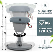 Taburete de oficina ergonómico [GANADOR DEL TEST] Taburete de pie regulable en altura [58-83 cm] Taburete ergonómico para oficina [efecto oscilante] Taburete oscilante Taburete de asiento | Taburete de trabajo antideslizante redondo