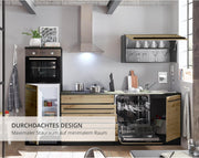Stella Trading Jazz 6 Cocina moderna sin electrodomésticos, Antracita, Aspecto roble Artisan - Cocina integrada espaciosa con mucho espacio de almacenamiento - 260 x 200 x 60 cm An/Al/Pr