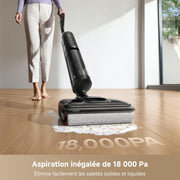 Aspiradora y fregadora Dreame H12 Pro FlexReach, alcance plano de 180°, secado en 5 min, succión de 18 000 Pa, lavado con agua caliente a 90 °C, limpieza de dos bordes, 50 minutos de autonomía.