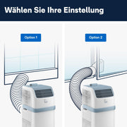 De'Longhi Pinguino PAC EM82, aire acondicionado portátil para habitaciones de hasta 80 m³, 9.400 BTU, 2,4 kW, 63 dB, función de deshumidificación, clase energética A, temporizador 24 h, blanco