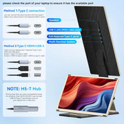 Extensión de pantalla para portátil, monitor triple portátil FHD 1080p de 15,6", compatible con Windows, Mac, Chrome, para portátiles de 13" a 17,3"