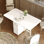Mesa de comedor plegable ATJafurn de 59'' con alas abatibles para espacios pequeños, mesa de cocina extensible de madera rectangular con ruedas y almacenamiento