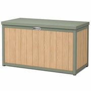 Caja de jardín de acero y polipropileno con aspecto de madera, 120x60x63 cm, verde