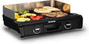 Barbacoa eléctrica Family Grill, uso interior y exterior, 2 superficies de cocción con 2 termostatos