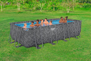 Bestway APX365 Winterfestes Frame Pool Set, Sandfilteranlage, 549 x 274 x 132 cm, 16.477 L, Stahlrahmen, Polar-Shield, Dunkle Marmor-Optik, Sicherheitsleiter, Abdeckplane, Werkzeugloser Aufbau, DEKRA